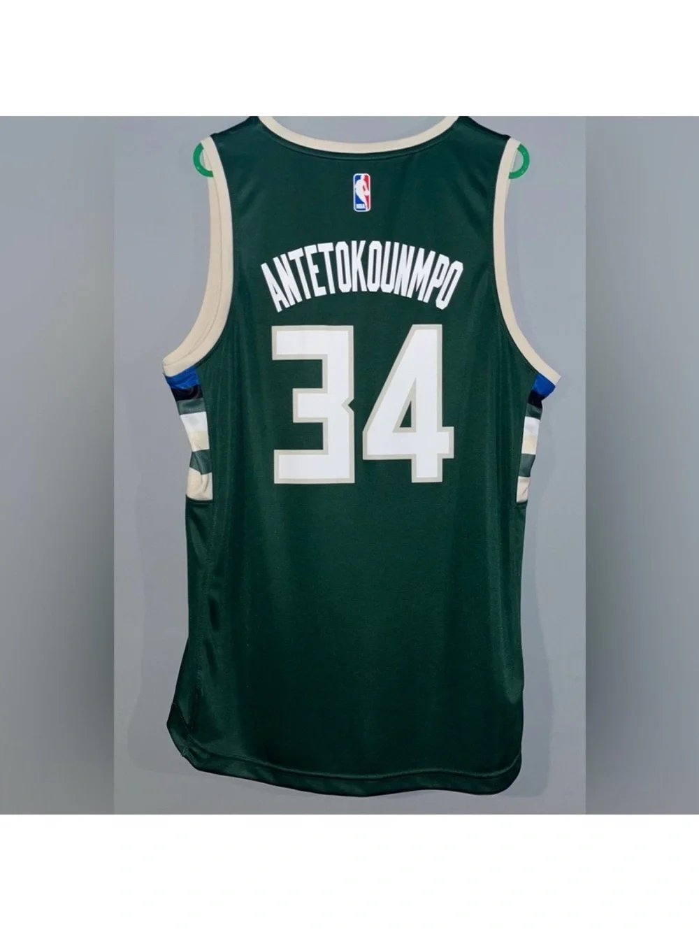 Milwaukee Bucks Giannis Antetokounmpo No. 34 Green + Cream NBA Basketball Jersey